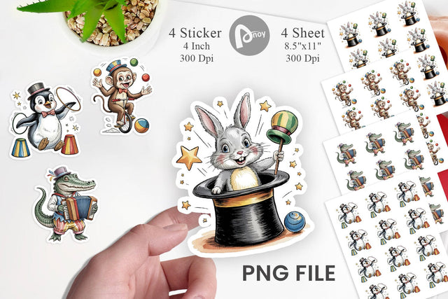 Vintage Animal Circus Sticker Sublimation artnoy 