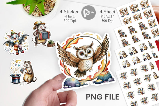 Vintage Animal Circus Sticker Sublimation artnoy 