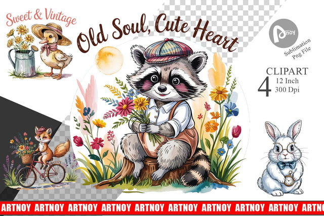 Vintage Animal Clipart Sublimation artnoy 