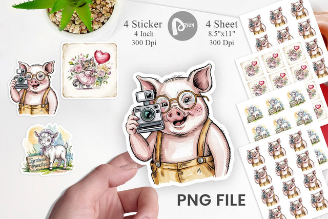 Vintage Animal Sticker Sublimation artnoy 