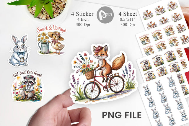 Vintage Animal Sticker Sublimation artnoy 