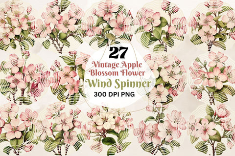 Vintage Apple Blossom Flowers Wind Spinner Bundle Sublimation Regulrcrative 