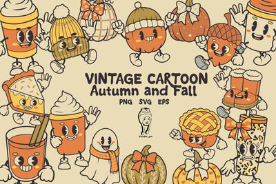 Vintage Autumn and Fall Cartoon Character SVG dadan_pm 