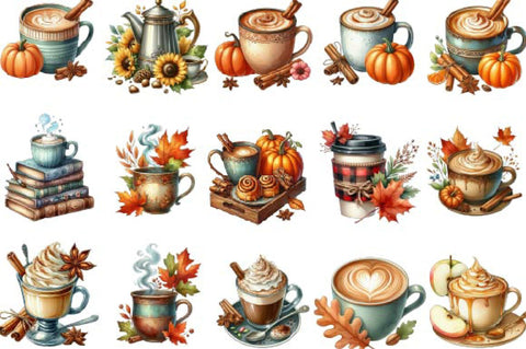 Vintage Autumn Coffee Clipart Sublimation SVGista 