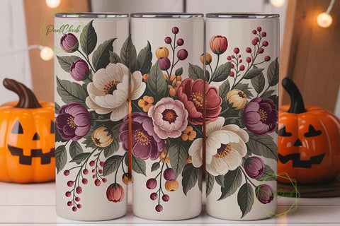 Vintage Autumn Floral 20oz Tumbler Wrap Sublimation PixelChick 