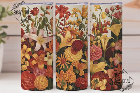 Vintage Autumn Floral 20oz Tumbler Wrap Sublimation sassyprint 