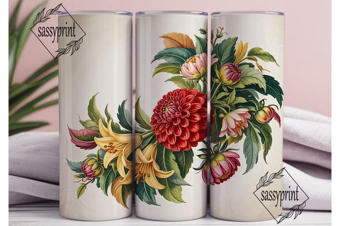 Vintage Autumn Floral 20oz Tumbler Wrap Sublimation sassyprint 