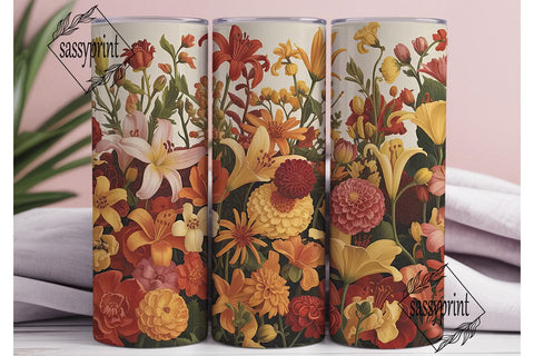 Vintage Autumn Floral 20oz Tumbler Wrap Sublimation sassyprint 