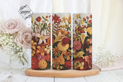 Vintage Autumn Floral 20oz Tumbler Wrap Sublimation sassyprint 