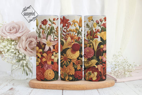 Vintage Autumn Floral 20oz Tumbler Wrap Sublimation sassyprint 