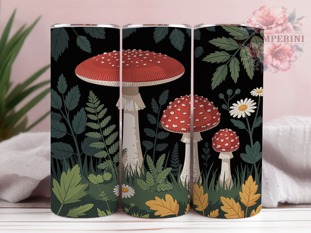Vintage Autumn Mushroom Tumbler Wrap, Fall Sublimation Wrap, Retro Forest PNG, 20OZ Tumbler Design, Autumn Cottagecore Cup, Botanical Fall Wrap, Rustic Mushroom PNG Sublimation Li Zamperini 