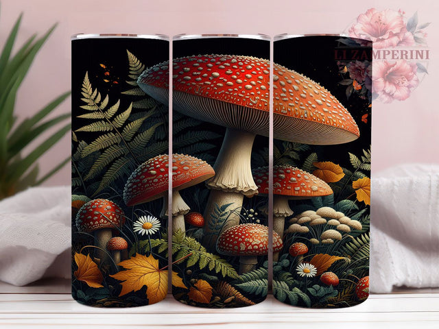 Vintage Autumn Mushroom Tumbler Wrap, Fall Sublimation Wrap, Retro Forest PNG, 20OZ Tumbler Design, Autumn Cottagecore Cup, Botanical Fall Wrap, Rustic Mushroom PNG Sublimation Li Zamperini 