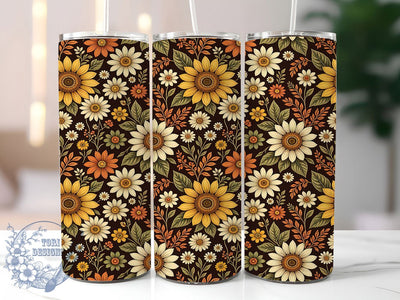 Vintage Autumn Sunflowers 20oz Tumbler, Sunflower Motif, Autumn Theme, Vintage Style, Rustic Charm, Farmhouse Aesthetic, 20oz Wrap, Sublimation Tumbler Sublimation ToriDesigns 