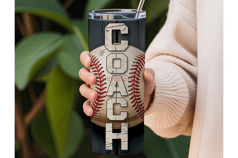 Vintage Baseball Coach 20oz Tumbler Wrap Sublimation DesignSVG 