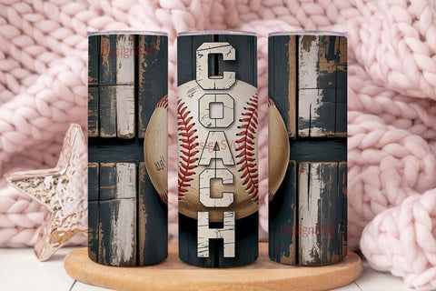 Vintage Baseball Coach 20oz Tumbler Wrap Sublimation DesignSVG 