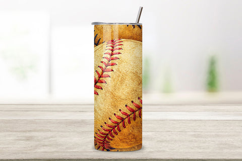 Vintage Baseball Leather Seamless Tumbler Wrap, Antique Stitch Texture Design, seamless baseball sublimation, vintage leather design, antique stitch texture, red baseball stitches, retro sports wrap, 20oz skinny tumbler Sublimation FloridPrintables 