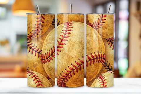 Vintage Baseball Leather Seamless Tumbler Wrap, Antique Stitch Texture Design, seamless baseball sublimation, vintage leather design, antique stitch texture, red baseball stitches, retro sports wrap, 20oz skinny tumbler Sublimation FloridPrintables 