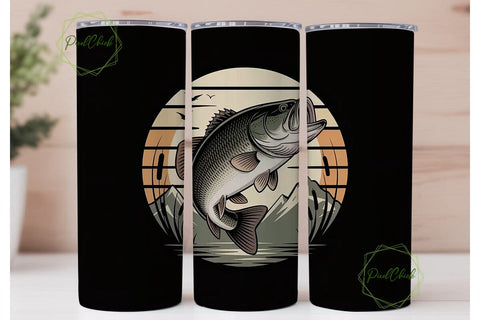Vintage Bass Fishing 20oz Tumbler Wrap Sublimation PixelChick 