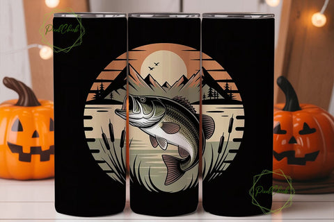 Vintage Bass Fishing 20oz Tumbler Wrap Sublimation PixelChick 