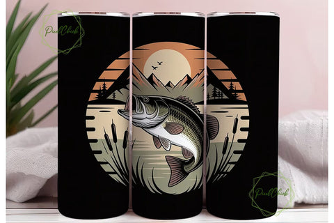 Vintage Bass Fishing 20oz Tumbler Wrap Sublimation PixelChick 
