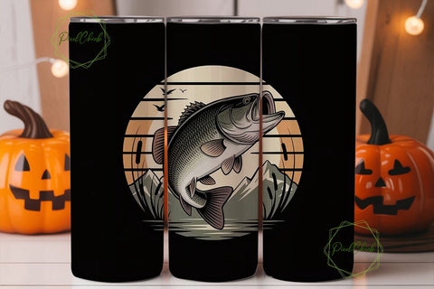 Vintage Bass Fishing 20oz Tumbler Wrap Sublimation PixelChick 