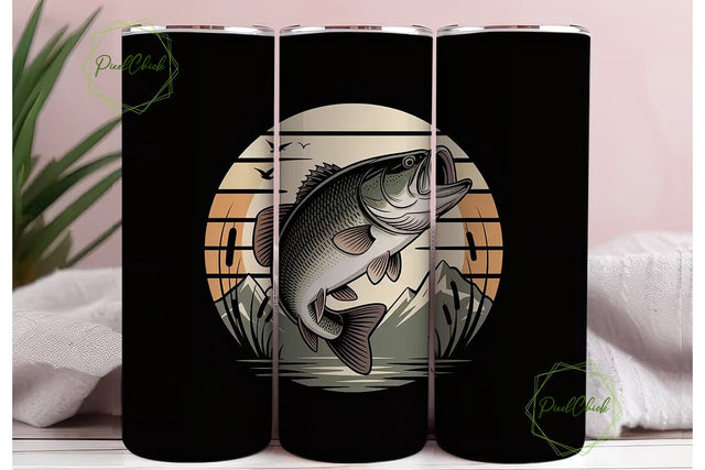 Vintage Bass Fishing 20oz Tumbler Wrap Sublimation PixelChick 