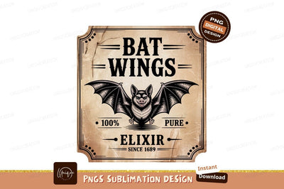 Vintage Bat Wings Elixir Sublimation Png Sublimation Designangry 