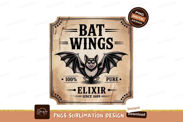 Vintage Bat Wings Elixir Sublimation Png Sublimation Designangry 