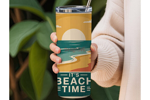Vintage Beach Time 20oz Tumbler Wrap Sublimation DesignSVG 