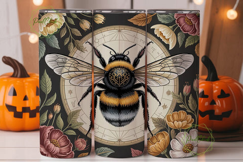 Vintage Bee Floral 20oz Tumbler Wrap Sublimation PixelChick 