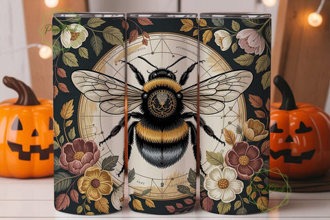 Vintage Bee Floral 20oz Tumbler Wrap Sublimation PixelChick 