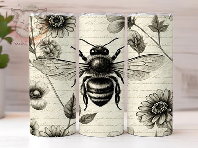 Vintage Bee Tumbler Design, Honeybee Sublimation Wrap, 20oz Drinkware, Bee Lover Gift, Floral Bee Art, Rustic Tumbler Design, Digital Download Sublimation Lara' s Designs 