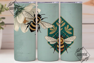 Vintage Bee Tumbler Wrap PNG Sublimation sassyprint 