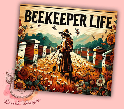 Vintage Beekeeper Life 20oz Tumbler Png, Straight & Tapered Tumbler Png, Beekeeper Tumbler Png, Digital Download PNG Sublimation Lara' s Designs 