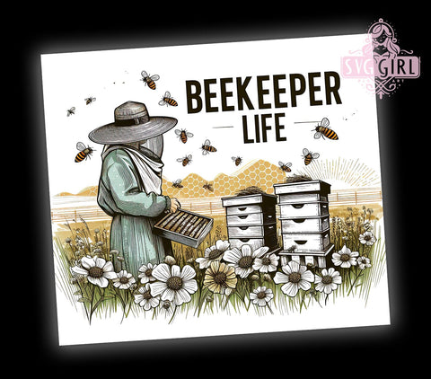 Vintage Beekeeper Life 20oz Tumbler Wrap Sublimation Design, Straight Tapered Tumbler Wrap, Bee Tumbler Png, Instant Digital Download Sublimation SvggirlplusArt 