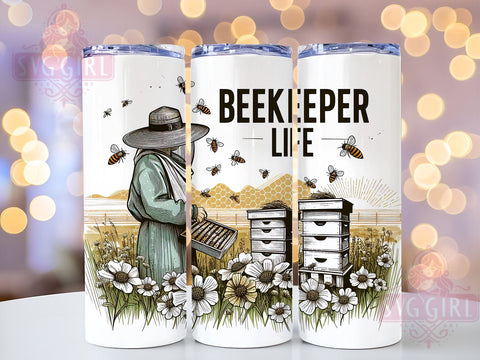 Vintage Beekeeper Life 20oz Tumbler Wrap Sublimation Design, Straight Tapered Tumbler Wrap, Bee Tumbler Png, Instant Digital Download Sublimation SvggirlplusArt 
