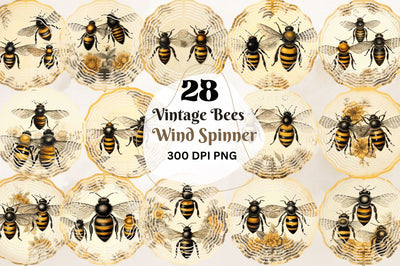 Vintage Bees Wind Spinner Bundle Sublimation Regulrcrative 