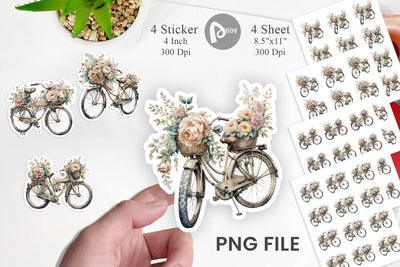 Vintage Bike Sticker Sublimation artnoy 
