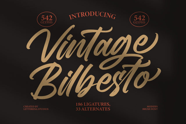 Vintage Bilbesto - Modern Brush Font Font Letterena Studios 