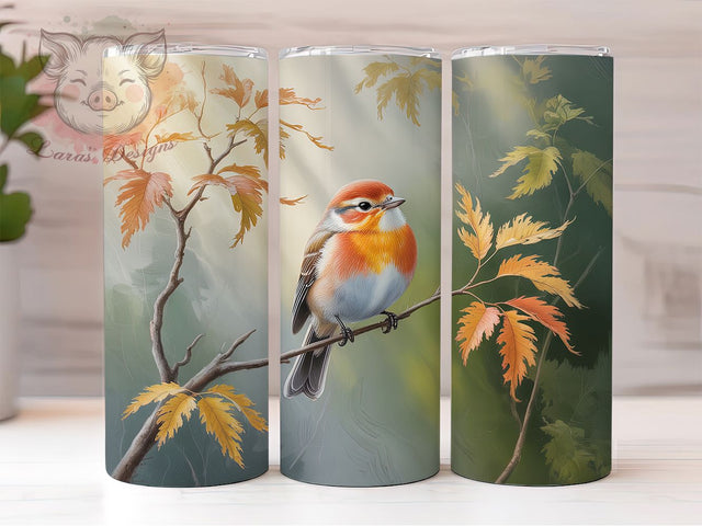 Vintage Bird Nature Tumbler, Vintage Artistic Theme, Seamless Nature Design, Rustic Chic Motif, Elegant Wildlife Print, Classic Ornamental Style, Colorful Retro Glow, 20Oz Tumbler, Sublimation Sublimation Lara' s Designs 