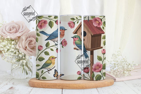 Vintage Birds 20oz Tumbler Wrap Sublimation sassyprint 