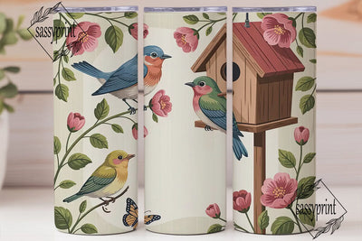Vintage Birds 20oz Tumbler Wrap Sublimation sassyprint 