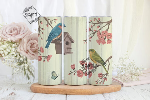 Vintage Birds 20oz Tumbler Wrap Sublimation sassyprint 