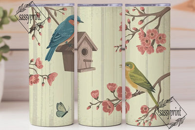 Vintage Birds 20oz Tumbler Wrap Sublimation sassyprint 