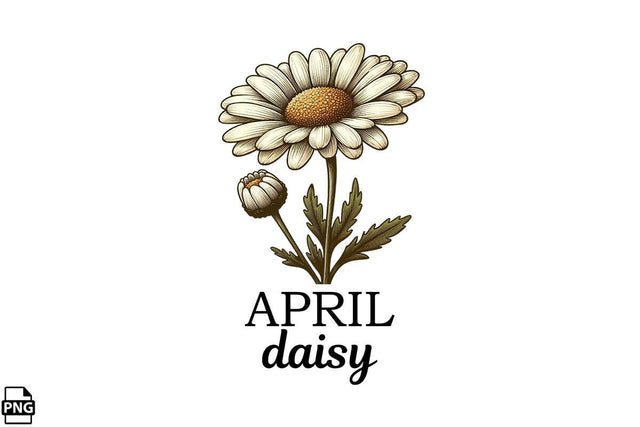 Vintage Birth Flower April Daisy Clipart Printable File Sublimation Creativedesigntee 