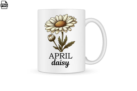 Vintage Birth Flower April Daisy Clipart Printable File Sublimation Creativedesigntee 
