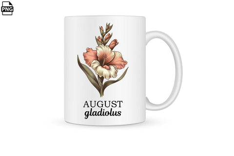 Vintage Birth Flower August Gladiolus Clipart Printable File Sublimation Creativedesigntee 