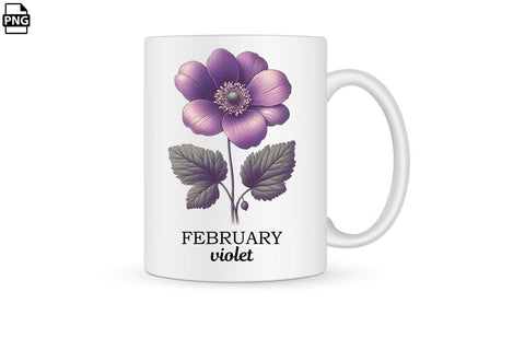 Vintage Birth Flower February Violet Clipart Printable File Sublimation Creativedesigntee 