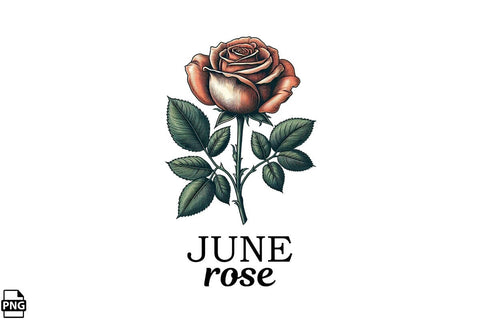Vintage Birth Flower June Rose Clipart Printable File Sublimation Creativedesigntee 