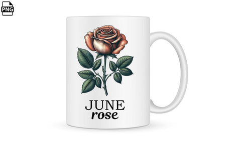 Vintage Birth Flower June Rose Clipart Printable File Sublimation Creativedesigntee 